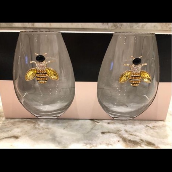 Rachel Zoe Dining Bee Charm Stemless Wine Glasses Set 2 Poshmark